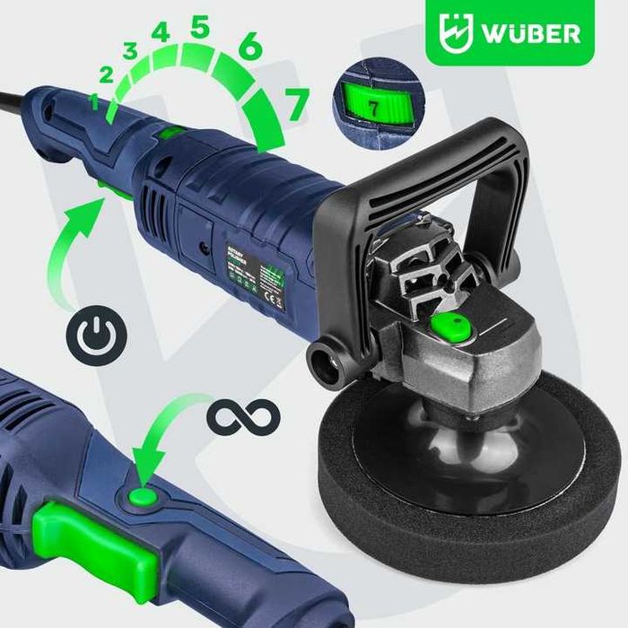Polerka Samochodowa Rotacyjna 2300W Regulacja Zestaw Gąbek+Filc NOWA