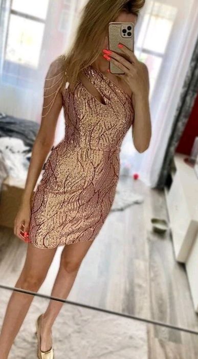 Sukienka cekiny wesele koraliki l-xl