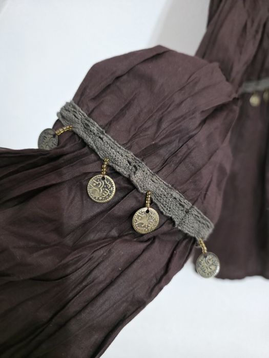 Brązowa koszula damska czekoladowa bluzka  etno hippie alternative uni