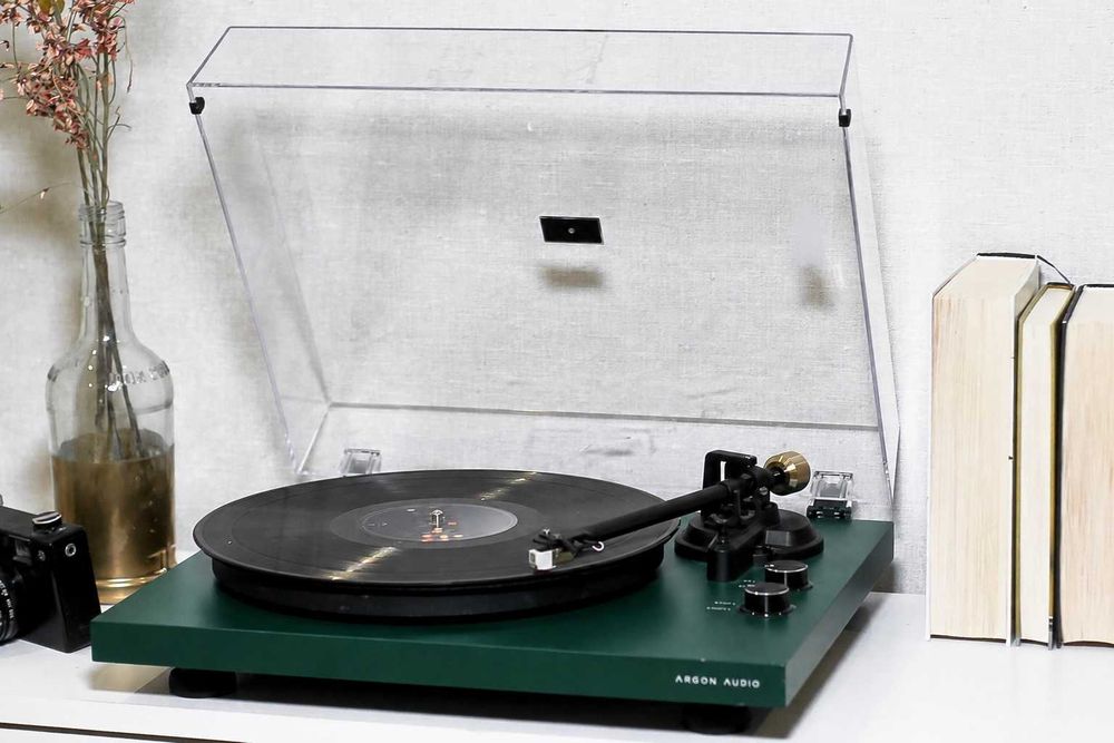 Вініловий програвач Argon Audio TT MK2 Black Hi-Fi, картридж Audio-Technica, важкий диск, противага тонарма, ремінний привід, проигрыватель винила