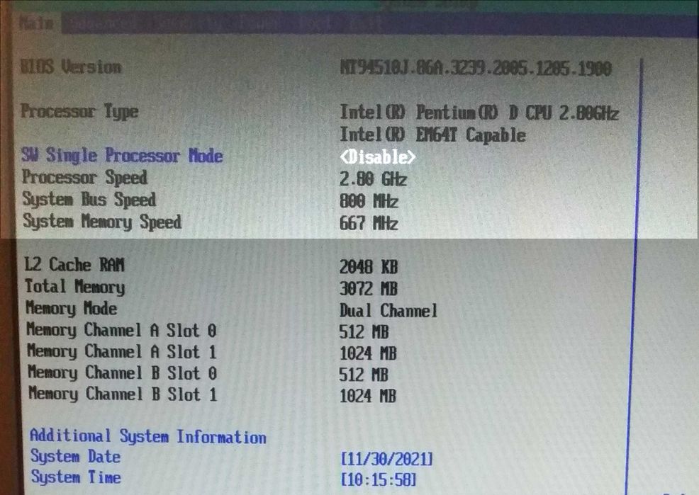 Системный блок W 10 Pro CPU Intel Pent D 2.8 GHz RAM 3.5 GB HDD 200GB