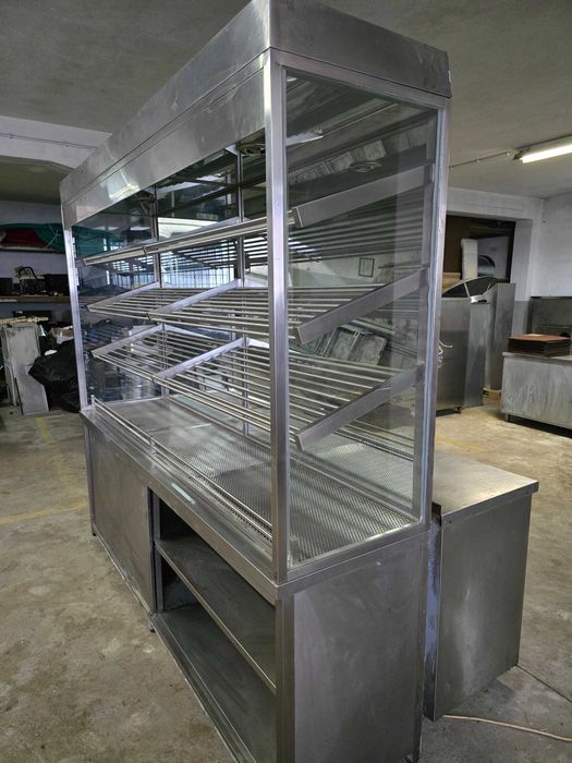 Expositor de pão e pastelaria em aço inox com 2,5m Como novo
