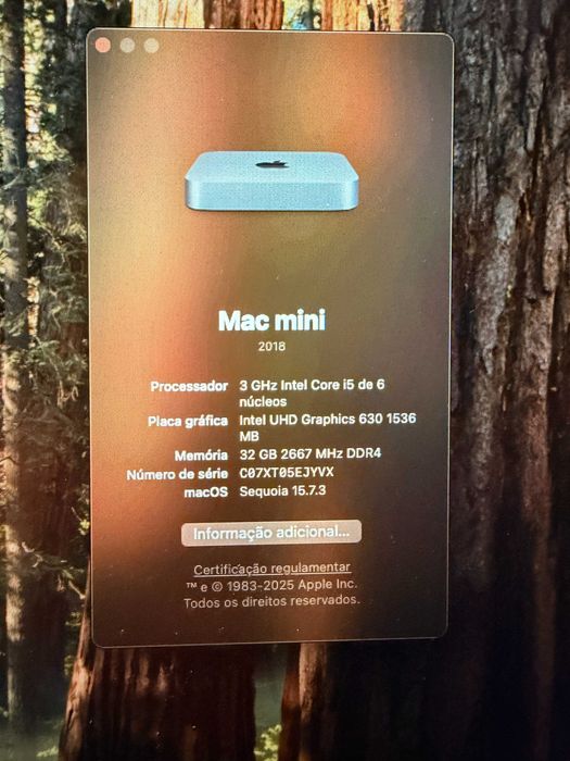 Apple Mac Mini 2018 i5 a 3Ghz c/6 Cores/nucleos + 32Gb Ram + 256Gb