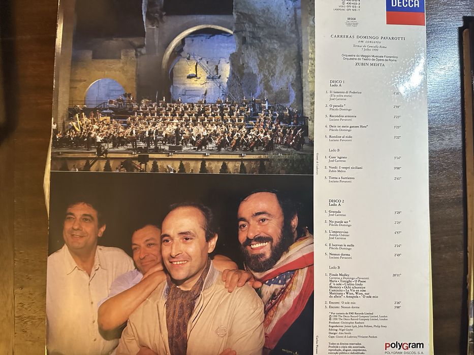 LP Duplo Carreras Domingo Pavarotti In Concert – Decca Original