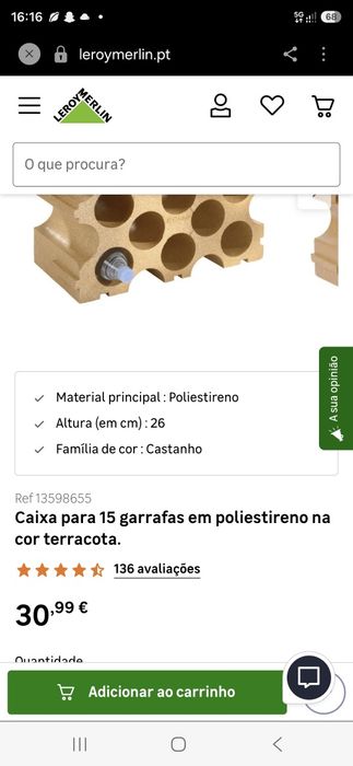 Garrafeiras em poliestireno (15 e 6 garrafas) — como novas