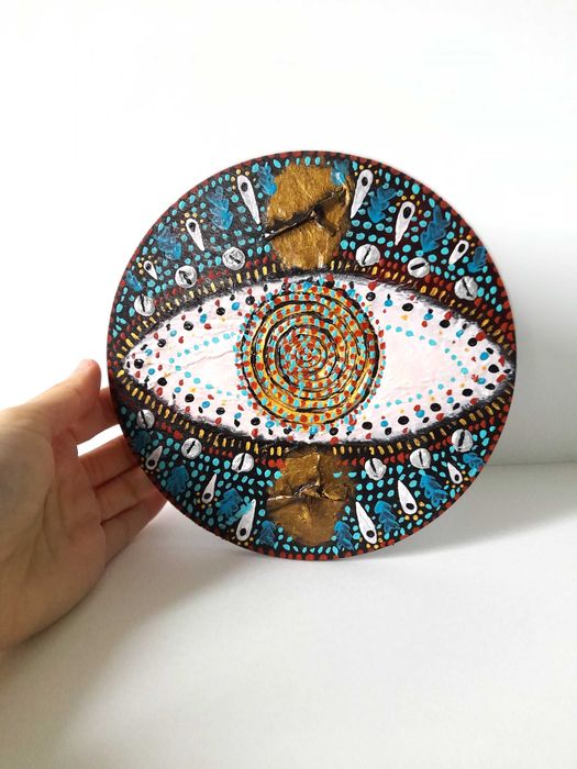 Decoração de parede em madeira, olho, amuleto de proteção para a casa