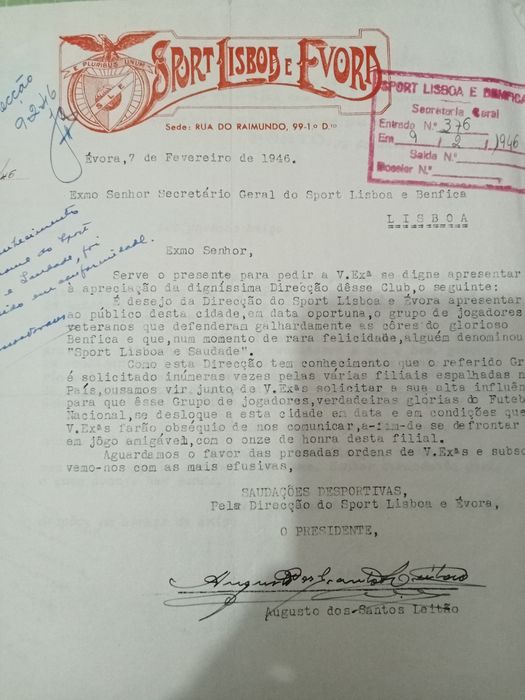 Benfica, cartas antigas