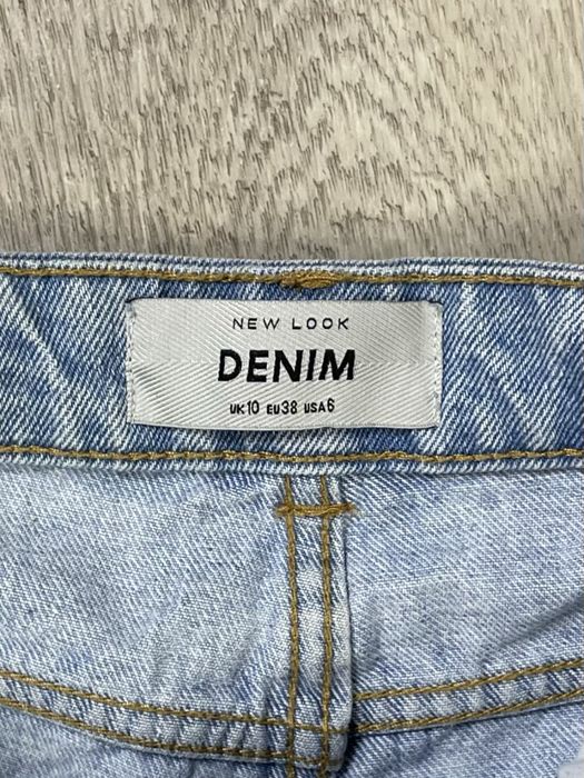 New look denim шорты 38 S-M размер женские джинсовые голубые с принтом