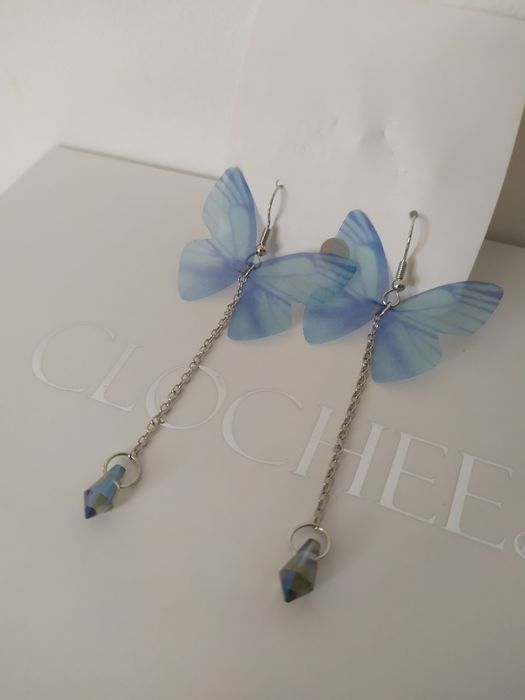 Kolczyki motyle motylki motyl niebieski błękitny NOWE wiszące
