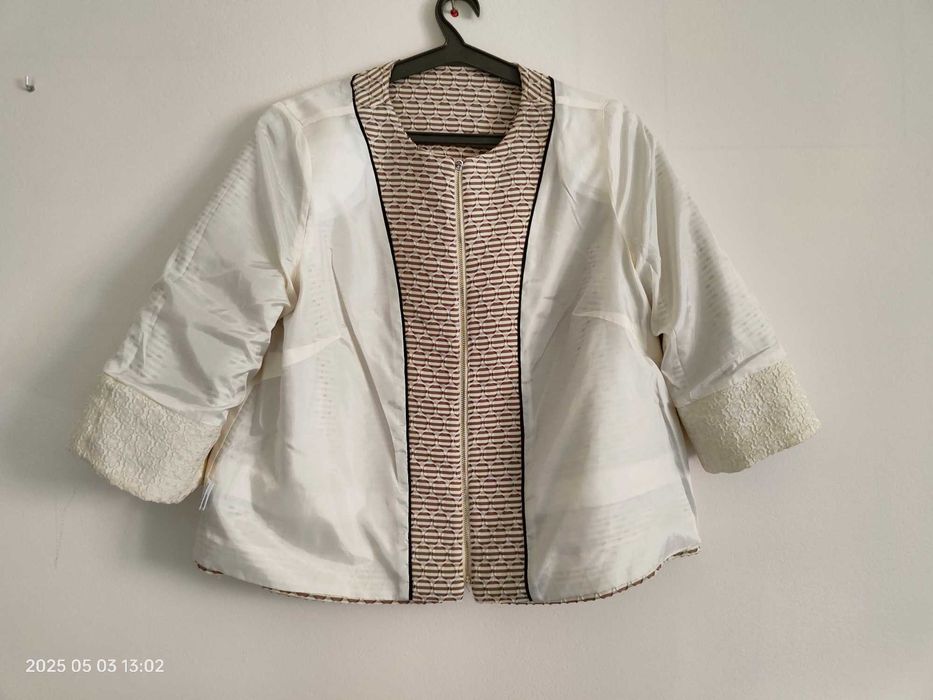 Żakiet damski, rozmiar 48, wizytowy w kolorze Ecri-beż.