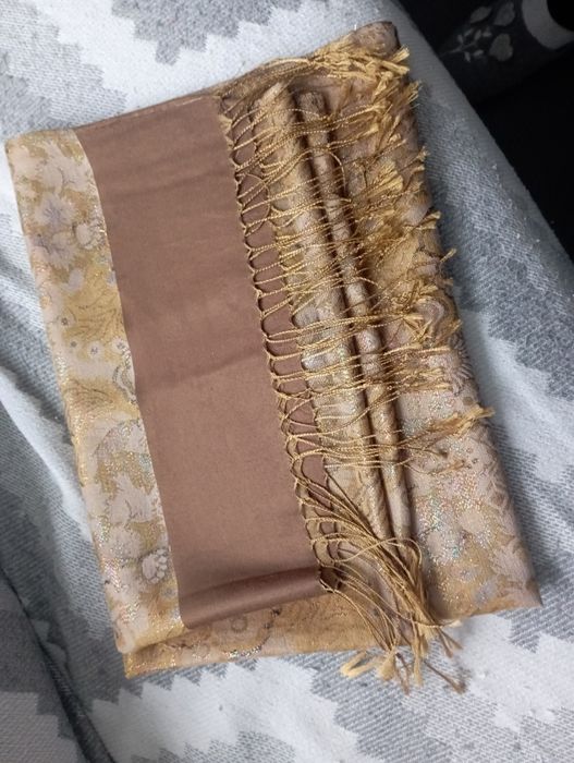 Палантин шарф красный и горчичный