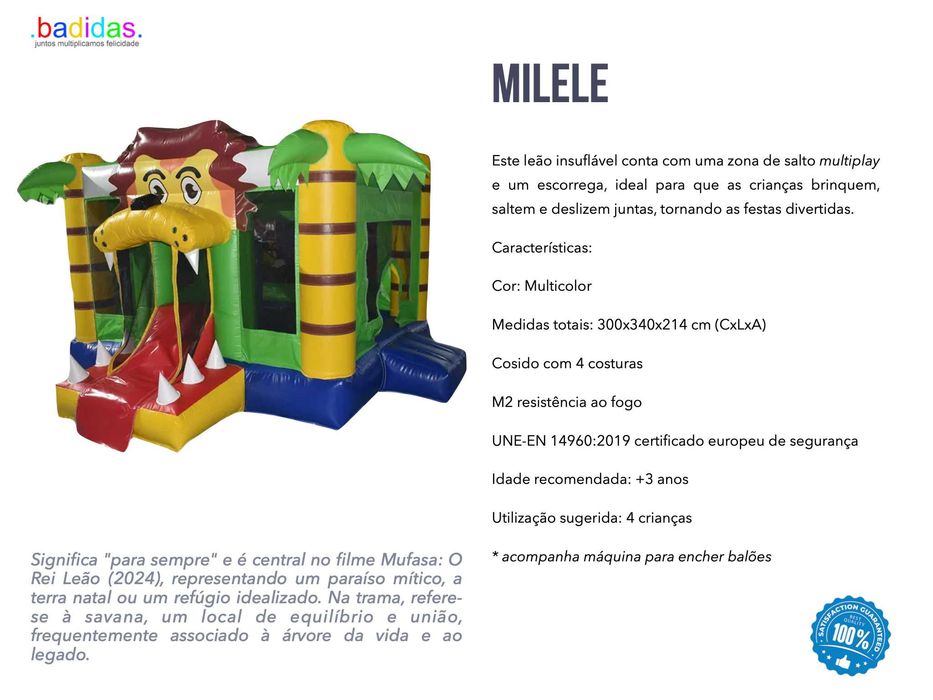 Insuflável MILELE - Solução completa - ALUGUER