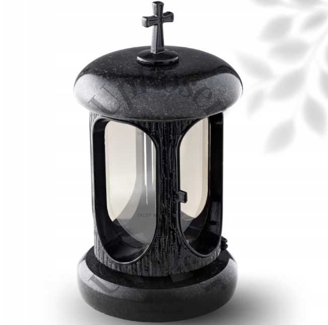 Lampion Granitowy na Pomnik znicz na Grób szary latarnia