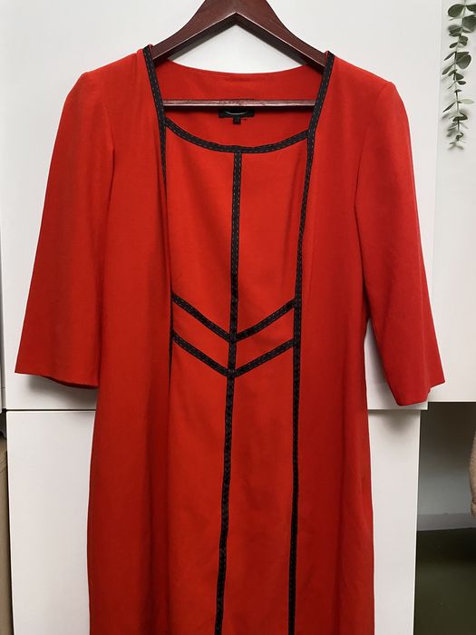 Pima r 38 piekna czerwona sukienka z ozdobnymi paskami