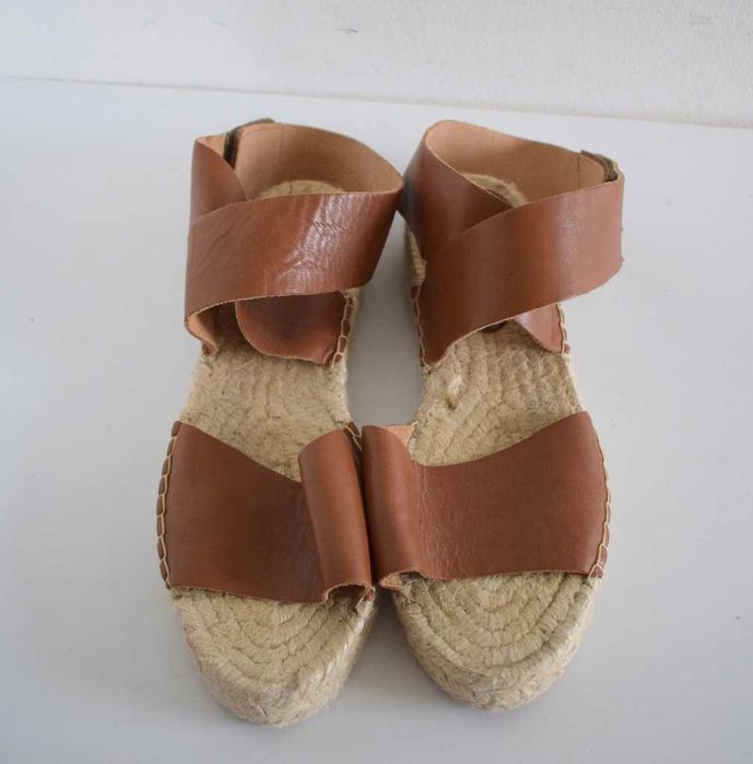 Zign sandały buty espadryle brązowe skórzane 38