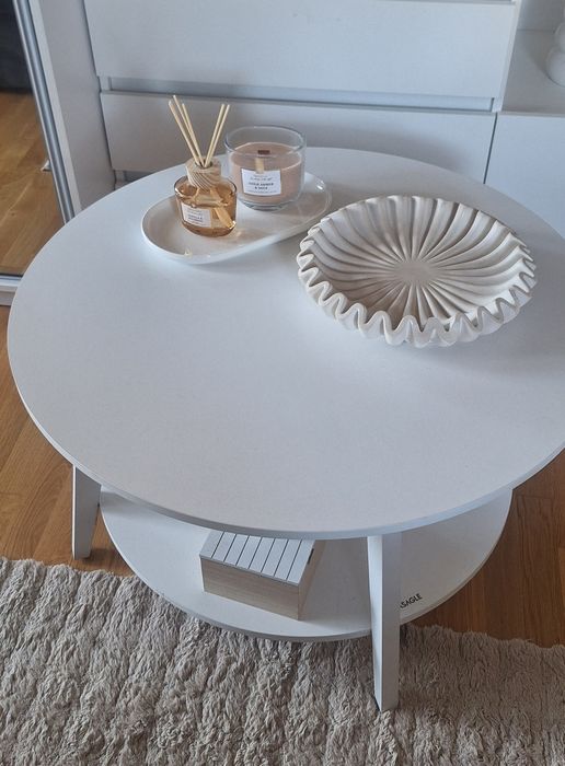 Stolik biały okrągły 80x80x45