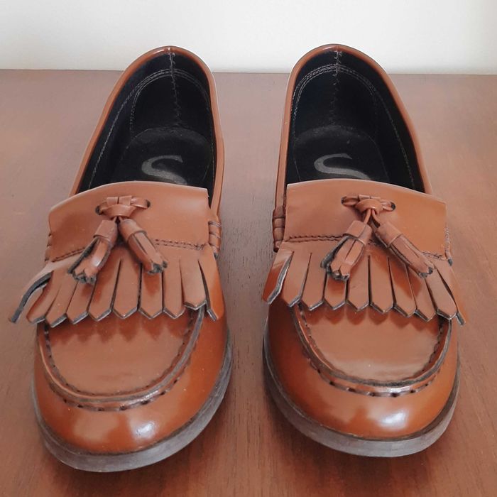 MUITO BONS Mocassins nacionais pele cor mel 35/36 Vasco Santos