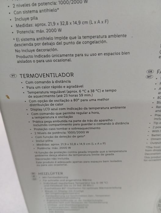 Termoventilador SilverCrest – 1000W/2000W