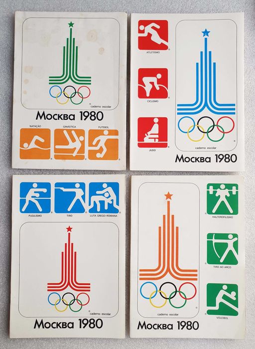 8 Antigos Cadernos ~ "JOGOS OLIMPICOS MOCKBA 1980" ~ Coleção completa