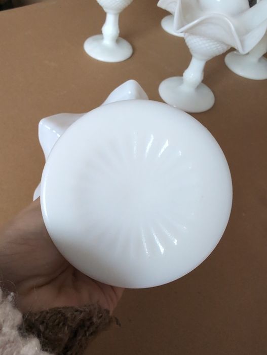 Conjunto 6 taças de vidro antigo branco