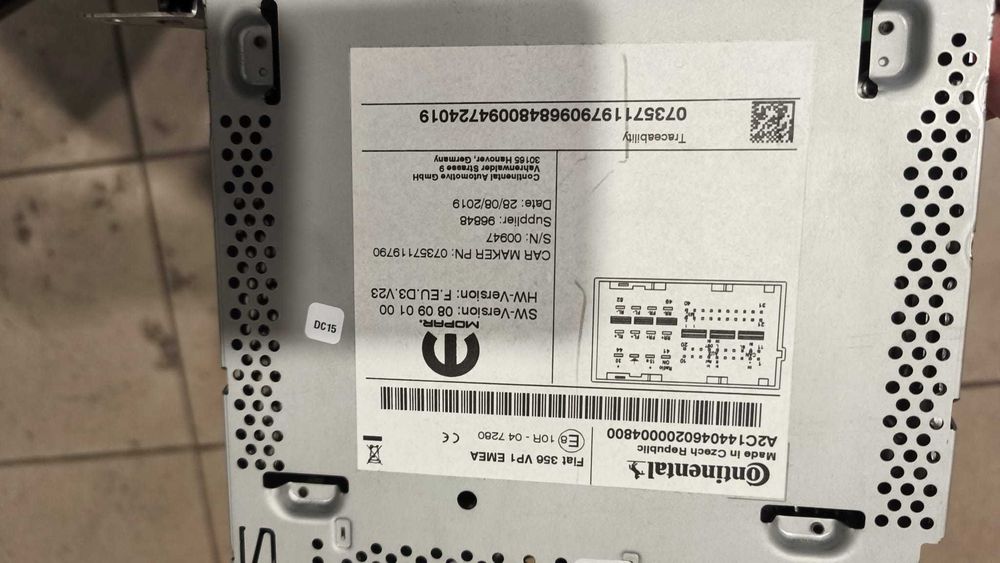 Radio Fiat Tipo II 2015-2021 Nr 07357119790