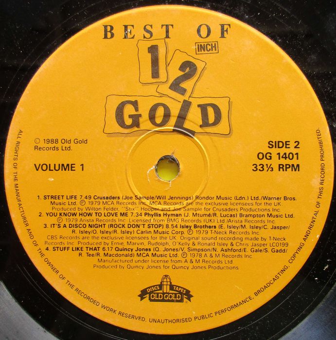 Best of 12 Inch Gold - - - - - Volume 1 - Dance Greats - - - - - LP