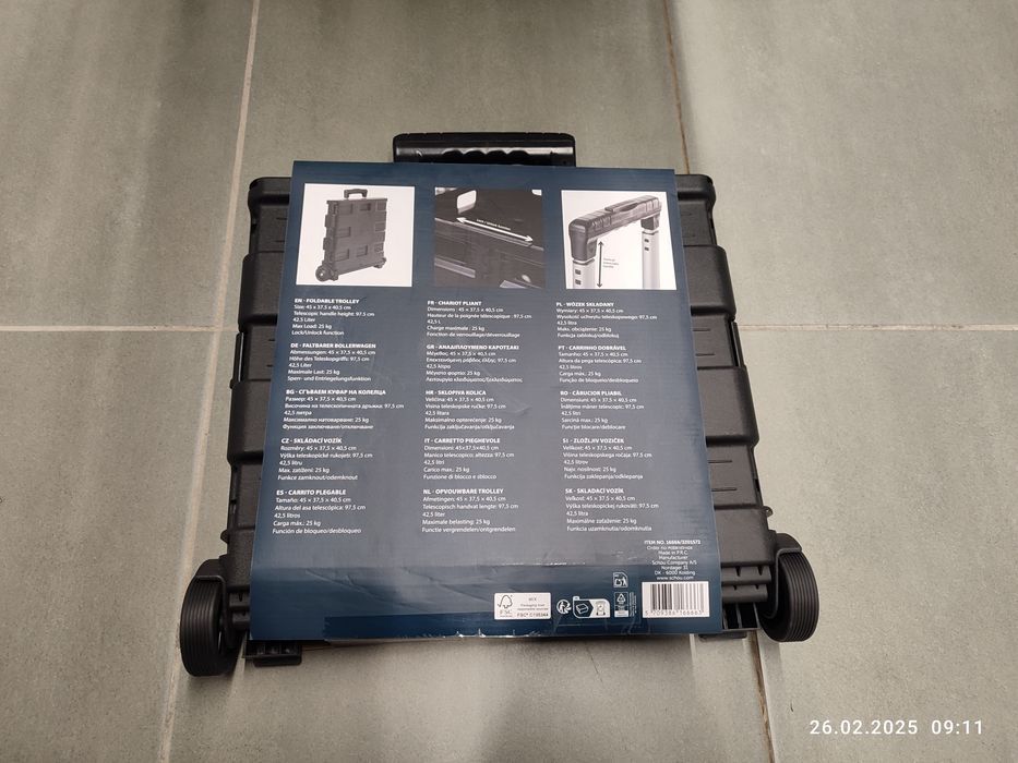 Nowy czarny składany wózek transportowy organizer