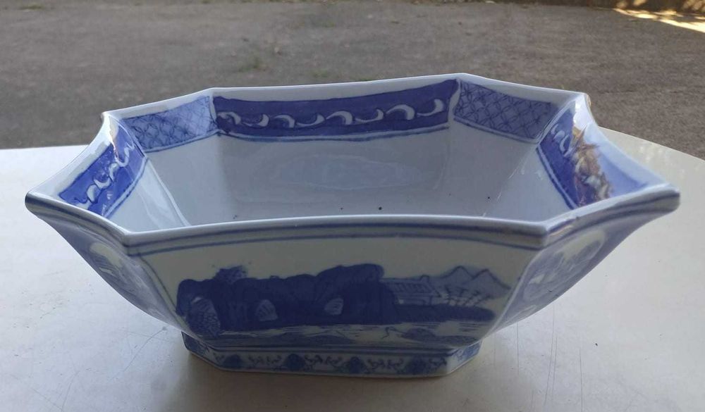 Saladeira / Travessa retangular em tons de azul