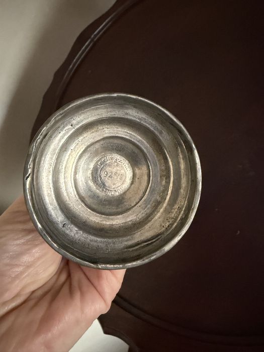 Conjunto de jarro e 2 copos em estanho