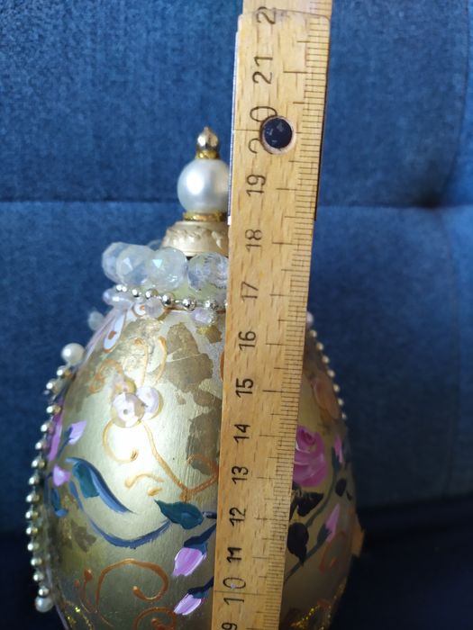 Złote jajo ceramiczne ręcznie malowane