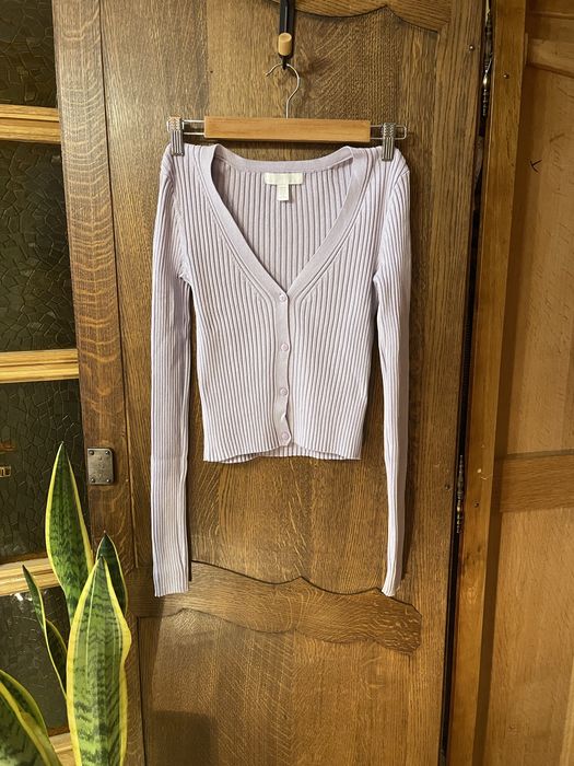 H&M | prążkowany kardigan soft lilac