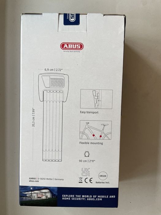 Велозамок ABUS Bordo 6000 Led код, ключ