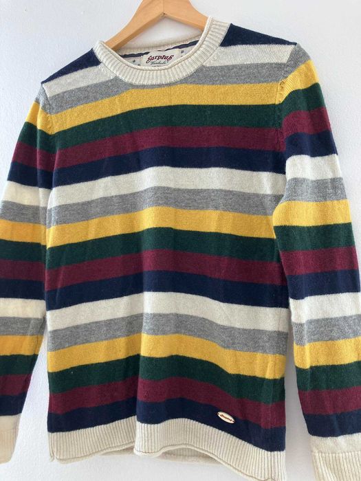 Vintage sweter w paski Surplus S 70% wełna