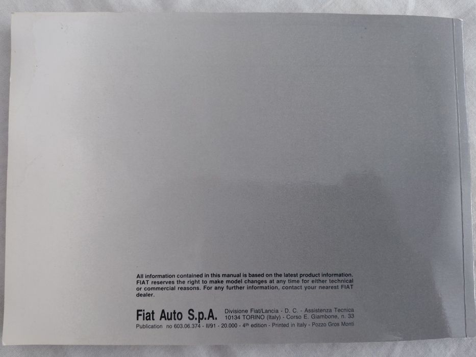 Instrukcja Fiat Uno - po angielsku