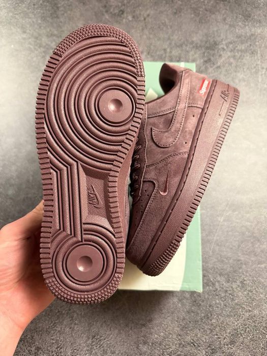 ФАВОРИТ! Nike Air Force 1 Low x Supreme Burgundy / Beige 39 40 41 42 43 44 45 найк аір форс лоу супрім бургунді бежеві