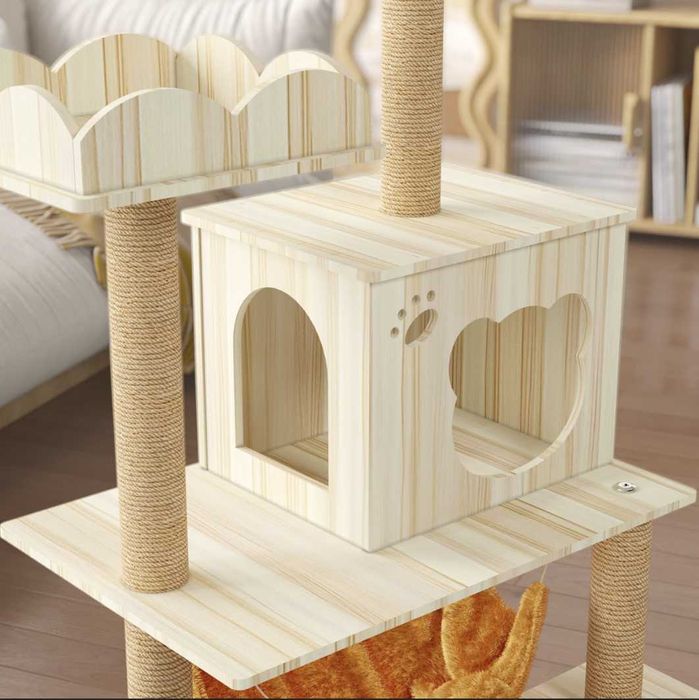 Кігтеточка-комплекс для кота з поличками та будиночком Y-5