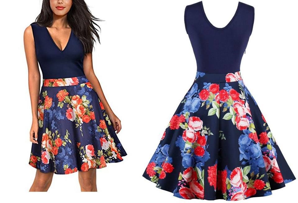 vestido novo floral com elasticidade