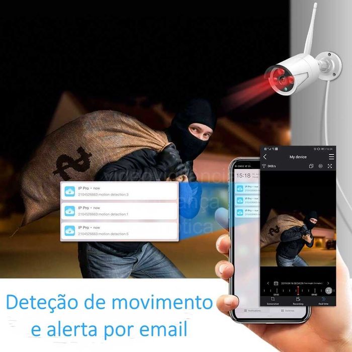 Conjunto 8 Canais ‼️ 4 Câmaras + Ecrã LCD ‼️ WiFi ‼️ Deteção Movimento