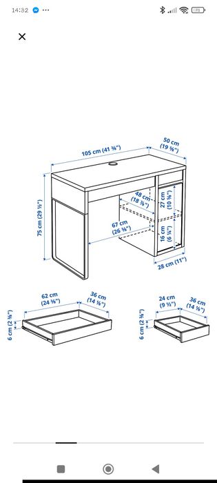 Secretaria Micke Ikea 105x50cm