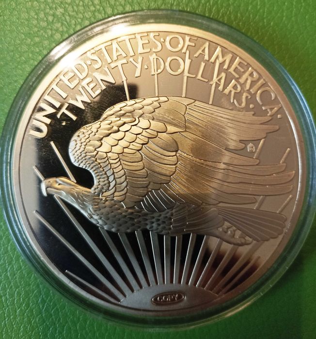Antyk GIGANT - 70 mm Liberty 20 Dollar $ Double Eagle Bogini Wolnośc