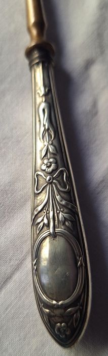 Gancho para Botões de Sapato com Cabo de Prata Vintage anos 30