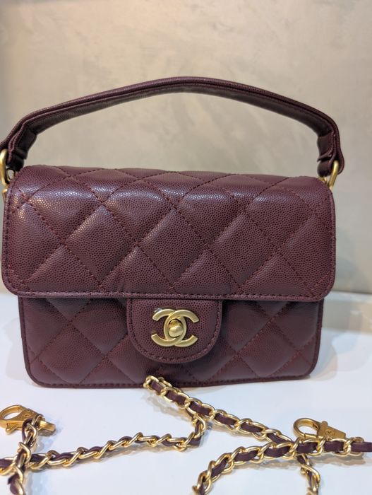 Сумочка Chanel 19 см ‼️Люкс якість‼️з натуральної шкіри колір "спіла вишня"