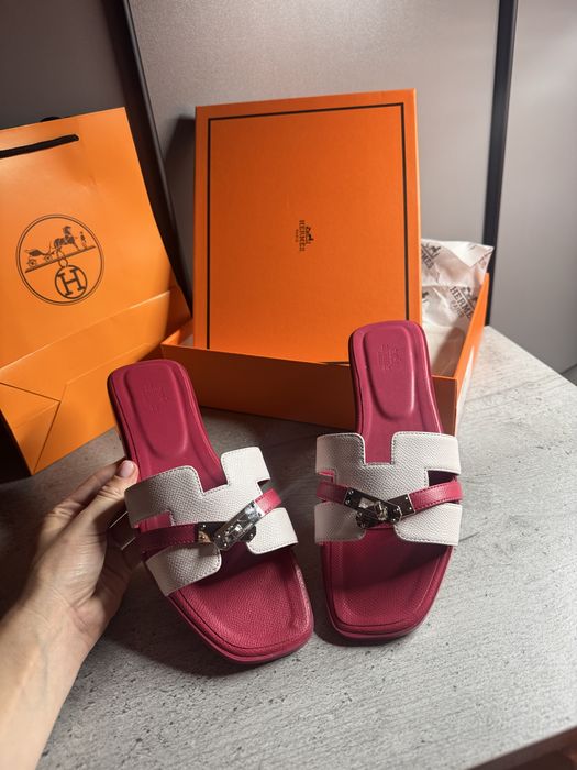 Шльопанці Hermes шльопки босоніжки жіночі шкіряні натуральні