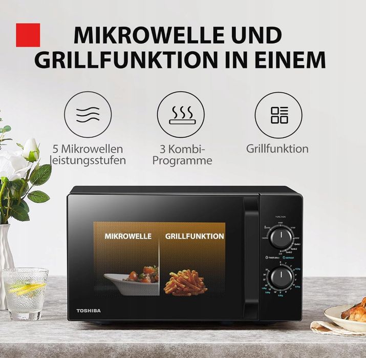 Kuchenka Mikrofalowa Toshiba Mw2-Mg20Pf(Bk)/Ge O Mocy 800 W