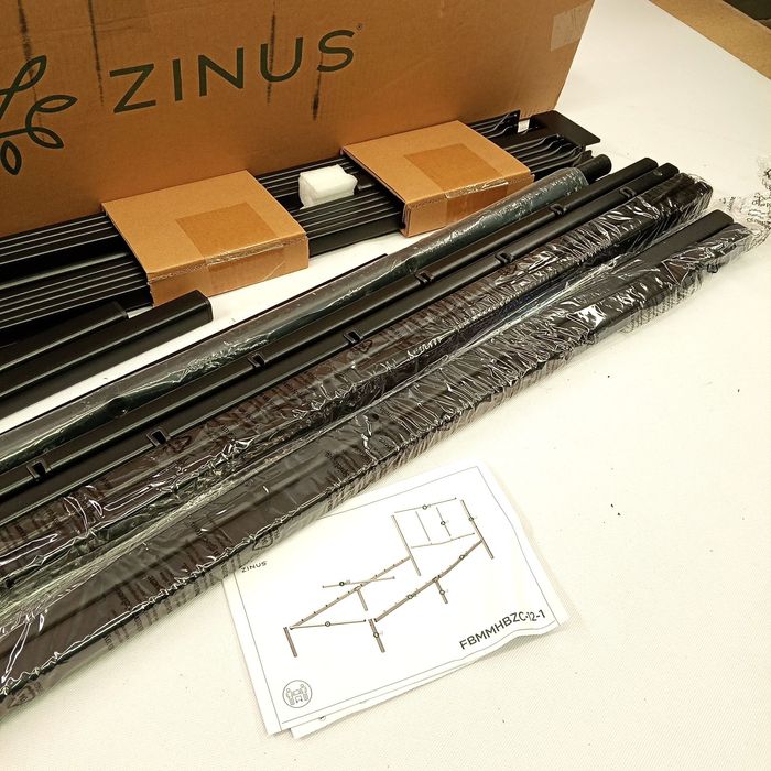OUTLET Łóżko pojedyncze metalowe Zinus 90x190 czarny