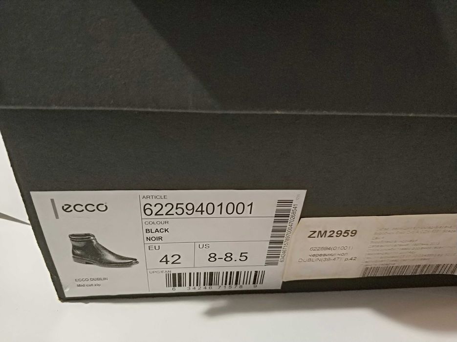 Ботинки полусапожки ecco dublin 42р