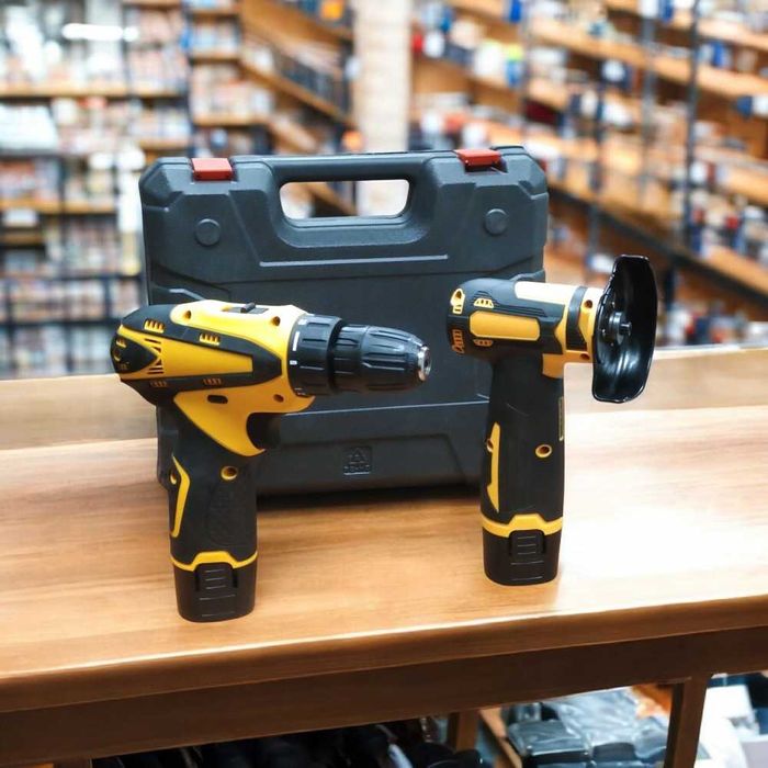 Набір акумуляторного інструменту мініболгарка + шуруповерт 12V 2 акб