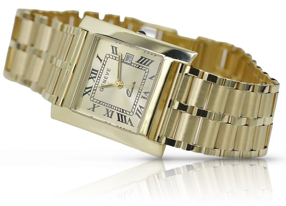 Złoty zegarek 14k 585 z bransoletą męski Geneve mw009y&mbw007y21cm Gd