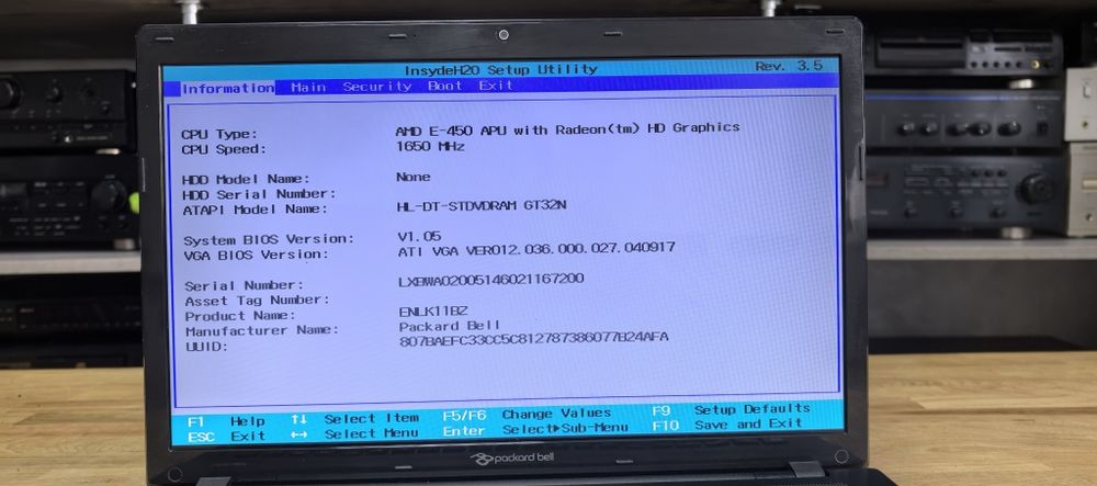 Ноутбук Packard Bell VAB70/AMD E450/Ram 4Gb DDR3 /HDD no /БЖ є