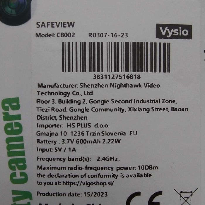 kamerka Visio CB002 wifi